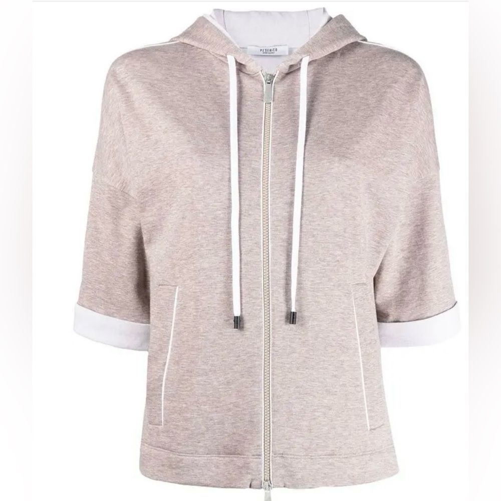 Peserico Women's Beige  short sleeve Hoodie , M